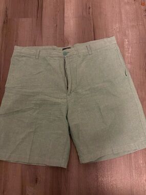 Men's Light Sage Flat-Front Casual Shorts